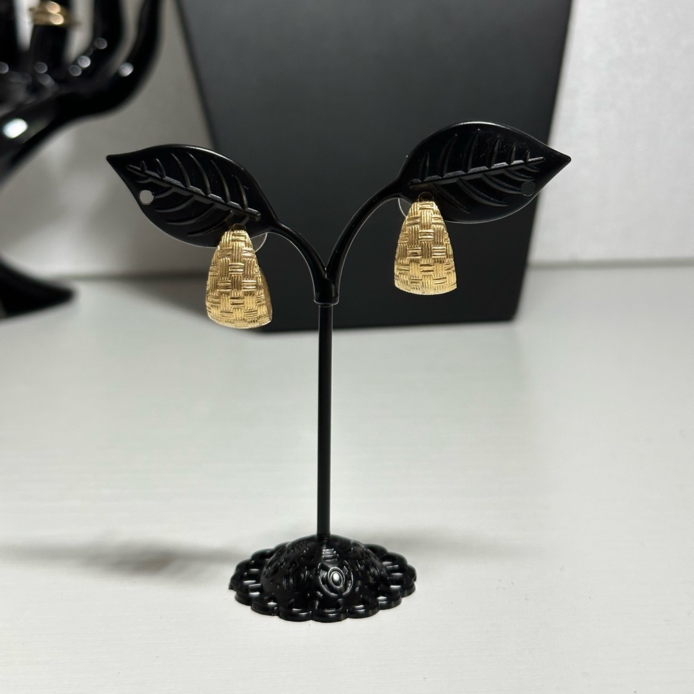 Basket Weave Curled Statement Earrings